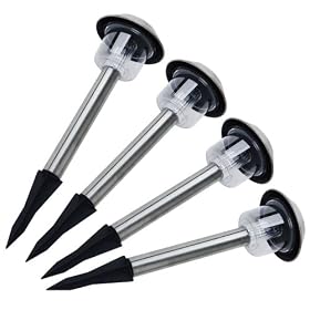 Rolson Tools 60695 4-Piece Stainless Steel Solar Garden Light