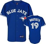 MLB Mens Toronto Blue Jays Jose Bautista Royal Alternate Short Sleeve 6 Button Synthetic Replica Baseball Jersey By Majestic (Brt Royal, Small)