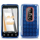 Blue Check TPU Gel Skin Case for HTC EVO 3D