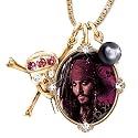 Pirates Of The Caribbean Jeweled Pendant Necklace Featuring Captain Jack Sparrow