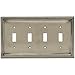 BRAINERD 64774 Beaded Quad Toggle Switch Wall Plate / Switch Plate / Cover, Brushed Satin Pewter