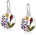 Amazon Essentials Sterling Silver Pressed Flower Circle Drop Earrings, (previously Amazon Collection)