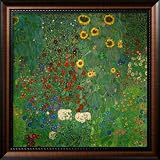 Farm Garden with Sunflowers, c.1912 Framed Art Poster Print by Gustav Klimt, 29x29
