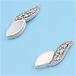 Sterling Silver Earrings with Marcasite with Mother of Pearl - 18mm