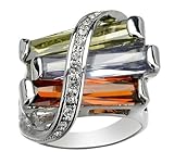 Multi Stone, White Gold Ring. Absolutely Bedazzling!! Size 8