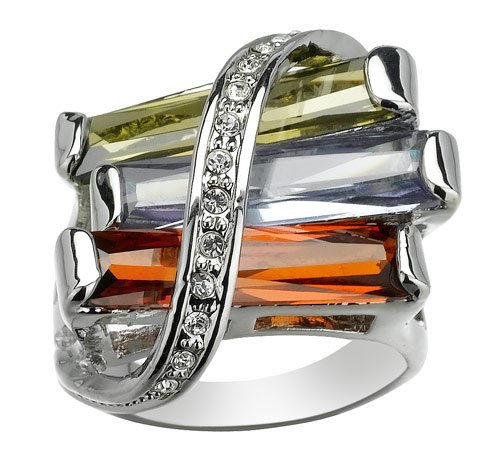 Multi Stone, White Gold Ring. Absolutely Bedazzling!! Size 8