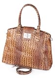 Serviette des dames marron en design de reptiles avec bandouli&egrave;re extra