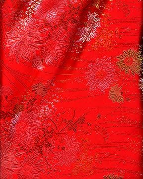 45" Chinese Brocade Fabric, Spring Red - by the yard
