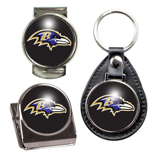 Baltimore Ravens NFL 3 Piece Stocking Stuffer Set - Key Chain, Money Clip & Magnet Clip