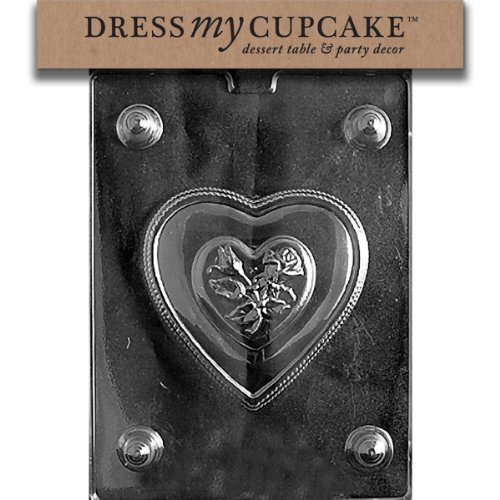 Dress My Cupcake DMCV149ASET Chocolate Candy Mold, Pretty Heart Pour Box Top, Set of 6