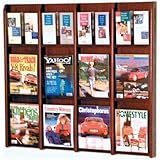Wooden Mallet 12-Magazine/24-Brochure Divulge Wall Display with Brochure Inserts, Mahogany