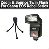 Zoom & Bounce Flash For Canon EOS Rebel XT XTI XSI T1I 1Ds 1D 20D 5D 300D 350D 450D 400D II 10D T2 TI K2 GII 7N 7NE 20D 30D 40D 50D 1000D 550D Includes Mounting Bracket + Free Mini Tripod