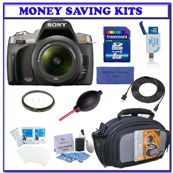 Sony Alpha A330 Digital SLR with 18-55mm Lens (DSLR-A330L) + Transcend 8GB SDHC Secure Digital Memory Card + Willoughbys 55mm UV Protective Starter Kit