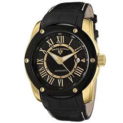 Swiss Legend Men's 10005A-YG-01-BB-W Traveler Collection Automatic Black Leather Watch With Winder