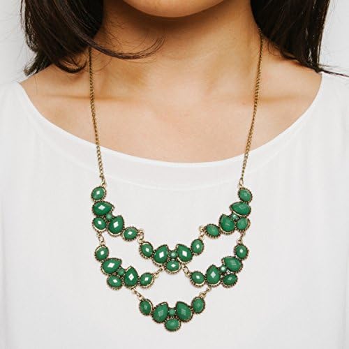 Caron Statement Necklace in Dark Green