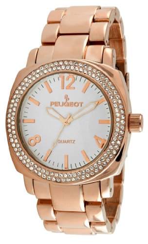 Peugeot Women's 7075RG Rose Gold Swarovski Crystal Bracelet Link Watch