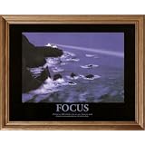 FOCUS Motivational Ocean Lighthouse Picture Oak Framed Art Print by Art Prints Inc