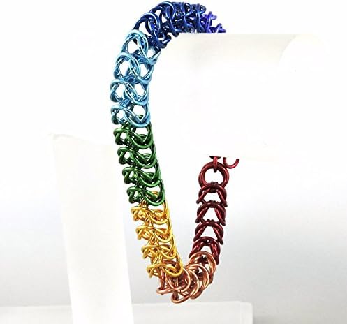 Rainbow Chainmail Bracelet, Box Weave Chainmaille Jewelry