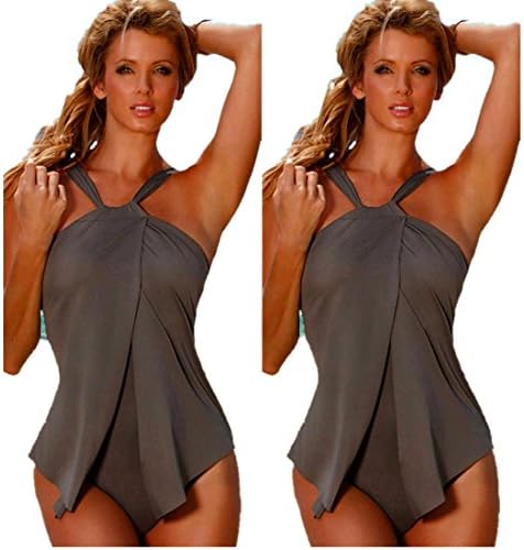 Sunward(TM) Sexy Women's Swimwear Push Up Jumpsuit Bikini (Medium, Gray)