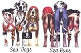 Women's Tank Top : Sea Dogs and Buns - Front & Back Print - Cute Pirate Dogs include Bulldog, Dalmation and Coonhound