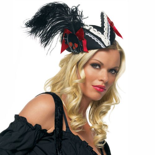 Pillbox Pirate Hat Black/Red