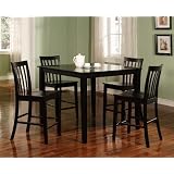 Coaster 5-Piece Dining Set with 4 Barstools, Black