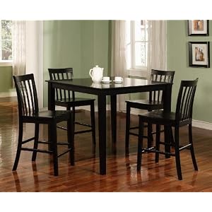 5pcs Contemporary Black Counter Height Dining Room Set by Coaster