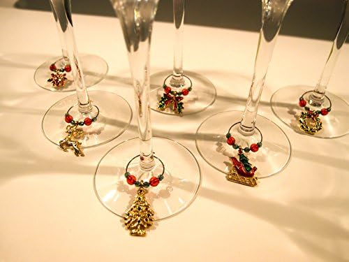 Christmas Wine Glass Charms Set by Serendipity