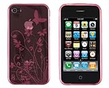 Hot Pink Butterfly Flower TPU Case for Apple iPhone 4, 4G (fits AT&T versio ....