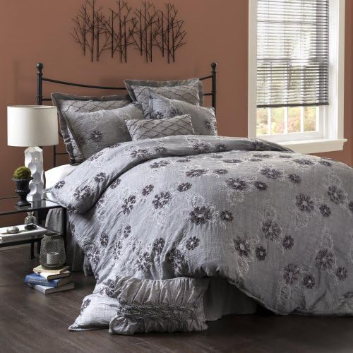 Lush Decor Sara 3-Piece Comforter Set, King, Gray