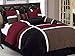 Chezmoi Collection 7 Piece Quilted Patchwork Comforter Set, Queen, Burgundy/Brown/Black