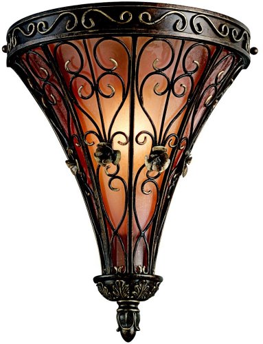 Kichler Lighting 45131TRZ Marchesa 1-Light Wall Sconce, Terrene Bronze with Piastra Glass