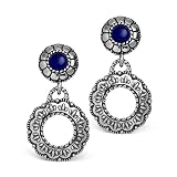 Silver Conchas and Lapis Earrings