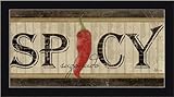 IMAGE OF Spicy Sazonado by Jennifer Pugh Chili Pepper Vintage Sign 9.5x17.5 in Framed Art Print Picture