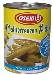 Osem Mediterranean Pickles, Medium (Kosher for Passover), 19-Ounce Cans (Pack of 12)