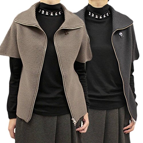 ピッコーネ スタジオ ピッコーネ STUDIO PICONE レディース ベスト ジップアップ ウール ニット 半そで モカ/チャコールグレー サイズ：38(M/9号)/40(L/11号) (pico-w16aw30s)