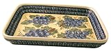 Bunzlauer Polish Pottery 371-DU8 Rectangular Baker, Blue with Yellow, White, and Green