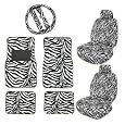 11pc Safari Car Mats Seat Steering Wheel Cover Set