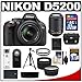 Nikon D5200 Digital SLR Camera & 18-55mm G VR DX AF-S Zoom Lens (Black) with 55-200mm VR Lens + 32GB Card + Battery + Case + Filters + Telephoto & Wide-Angle Lenses + Tripod + Accessory Kit