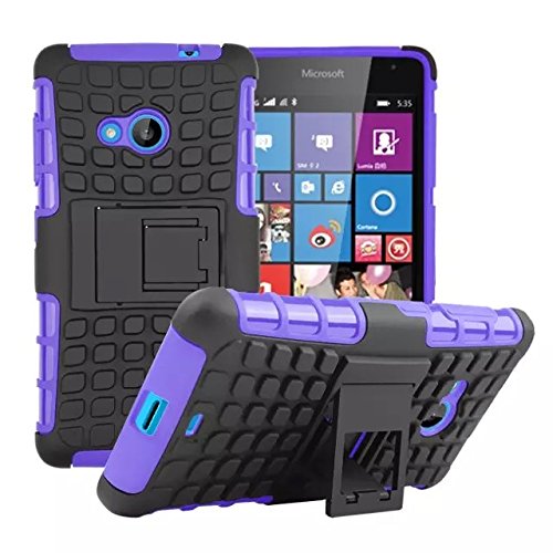 Lumia 535 Case [iCoverCase] Heavy Duty Armor Hybrid [Dual Layer] KIickstand Back Holster Shockproof Cover Protecive Case for Microsoft Nokia Lumia 535 (Purple)