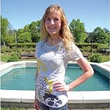 University of Iowa 'Hawks Blk/Ylw/Wht' All Over Print Ladies Burnout Tee - Medium