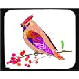 Mouse Pad with cock, bohemian, waxwing-cock, eating, bird, berries