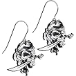 Black and White Pirate Skull Earrings