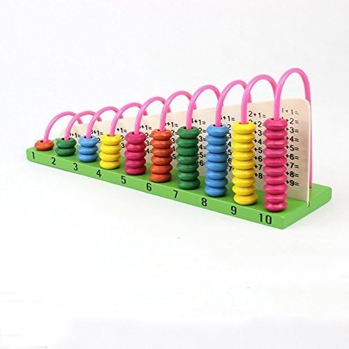 Wooden Counting Board Mathematic Stacking Abacus Counting Frame with 55 beads for Kids Math Skills Educational Toy