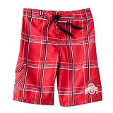 Ohio State University Buckeyes Toddler Boys Swim Short - Bat Boy (Plaid Pattern)