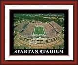 Large Spartan Stadium Michigan State Spartans Aerial Framed Print - Cherry Double Mat