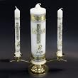 3-pc Wedding Candle Set with Brass Base - Gold Finish
