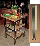 Oasis Concepts Stainless Steel/Wood Folding Kitchen Island, Natural