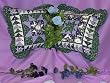 Green and Purple Dogwood Floral 16" Zippered Throw Pillow Set