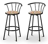 2 Rainbow Polka Dots Specialty / Custom Black Barstools with Backrest Set 2 Rainbow Polka Dots Specialty / Custom Black Barstools with Backrest Set